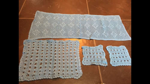 4 x Blue Crochet Doilies