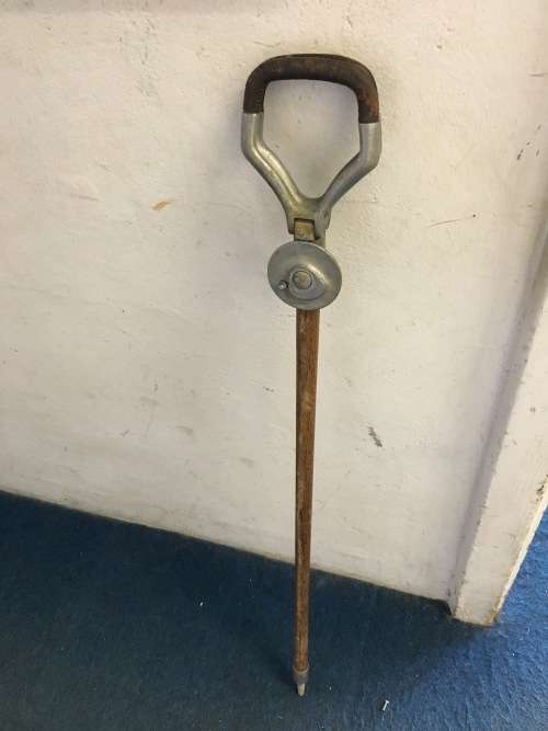 Vintage 1950's Walking Stick / Seat - Leather and Wood