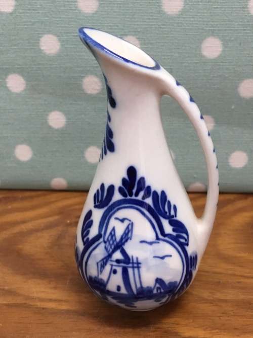 Delft Hand Painted Small Vase / Jug - Height - 10cm