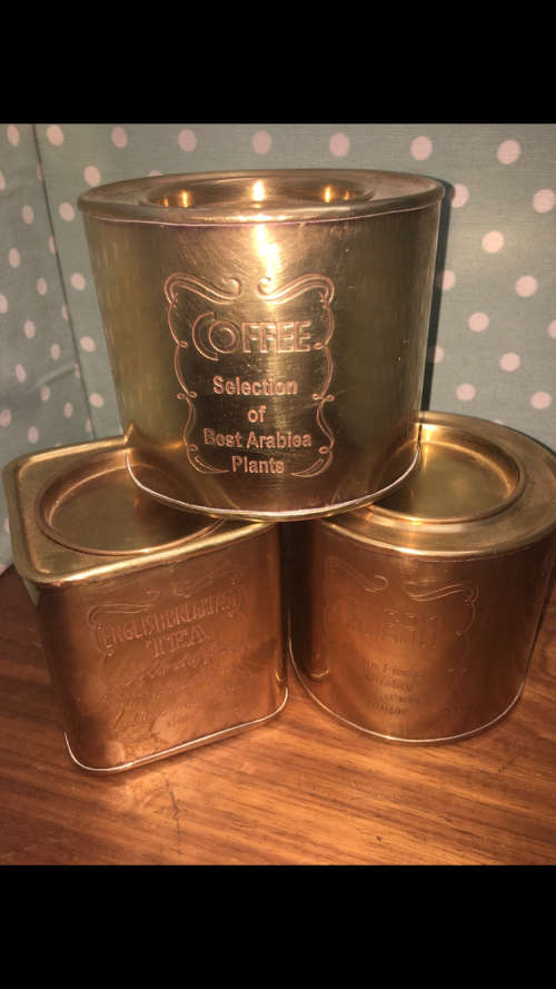 Brass Coffee Tea and Sugar Canisters - Beautiful!!!