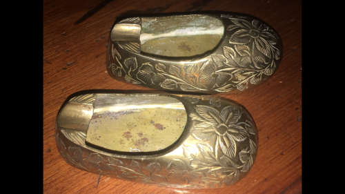 Pair of Brass Shoe Shaped Ashtrays - Made in India