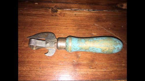 Vintage Tin Opener with wooden handle