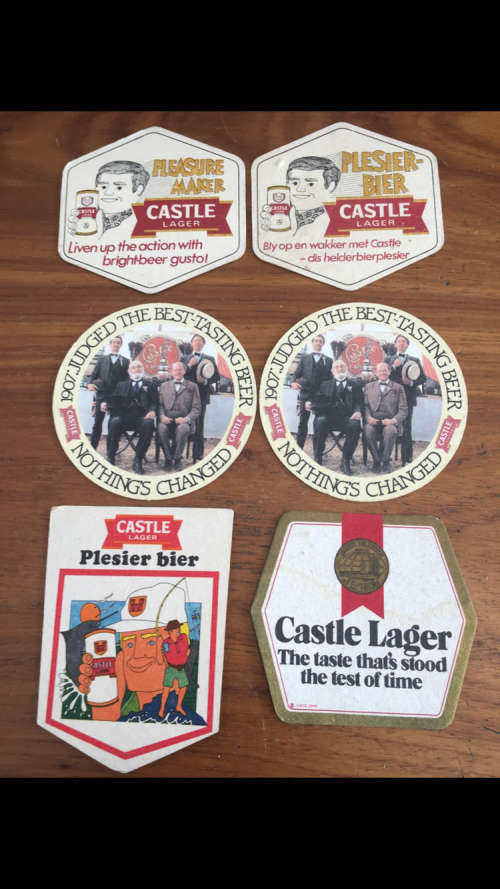 6 x Vintage Castle Lager Bar Coasters