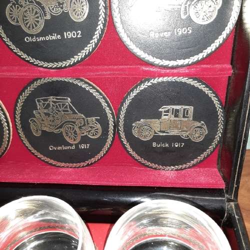 Veteran Cars - Whiskey Glasses with Coasters in box - Shaped like a book