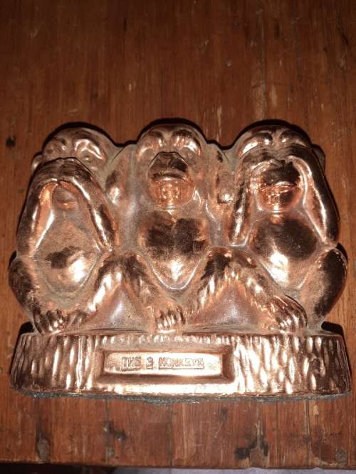 Large Copper Ornament - The 3 Monkeys - 15cm x 12cm