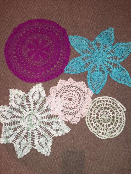 5 x Beautiful Colourful Crochet Doilies