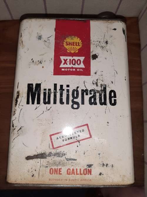 Old Shell Motor Oil Can - One Gallon / Shell Motorolie - Een Gelling