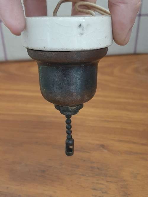 Vintage Original Porcelain and metal Pull Switch - Made in England