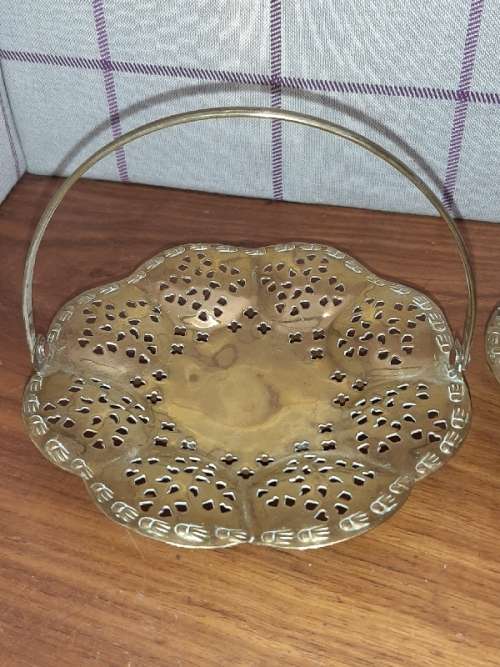2 x Solid Brass Sweet Dishes - Made in India - Diameter 15cm each