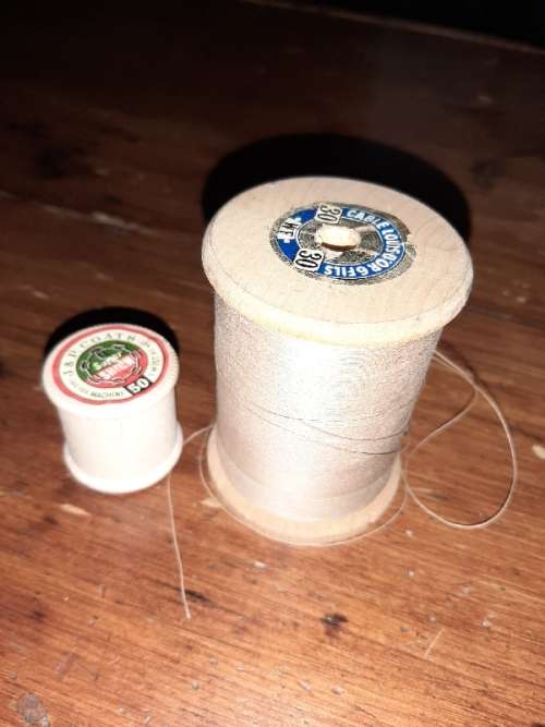 2 x Vintage Wooden Cotton Reels - One Large and one normal size