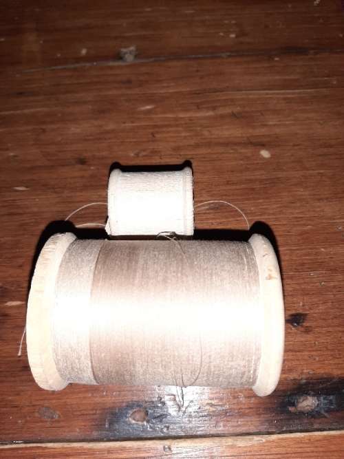 2 x Vintage Wooden Cotton Reels - One Large and one normal size