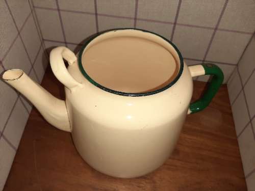 Large Vintage Enamel Coffee Pot - No Lid