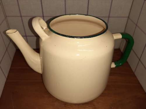 Large Vintage Enamel Coffee Pot - No Lid