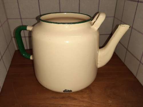 Large Vintage Enamel Coffee Pot - No Lid