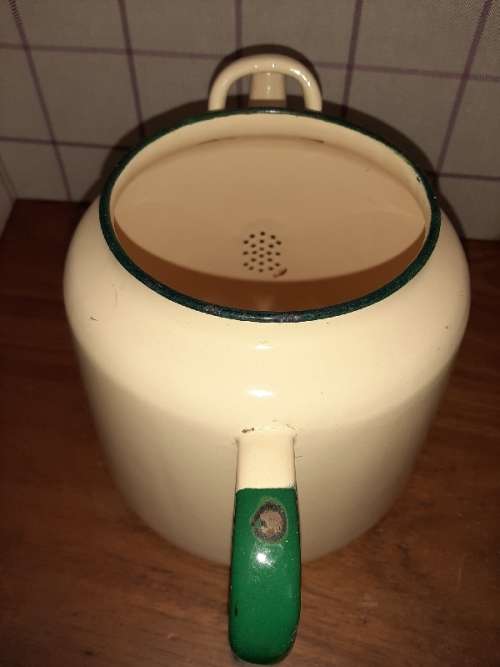 Large Vintage Enamel Coffee Pot - No Lid