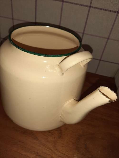 Large Vintage Enamel Coffee Pot - No Lid