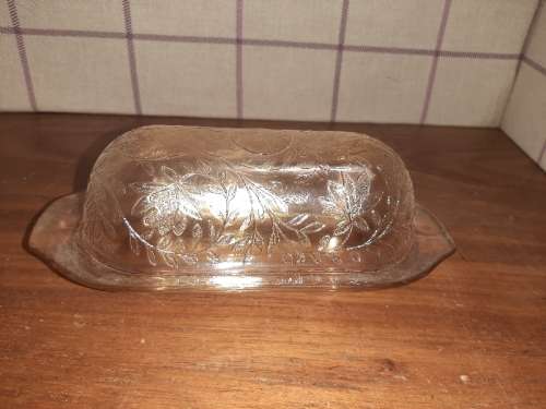 Vintage Carnival Glass Butter Dish with lid