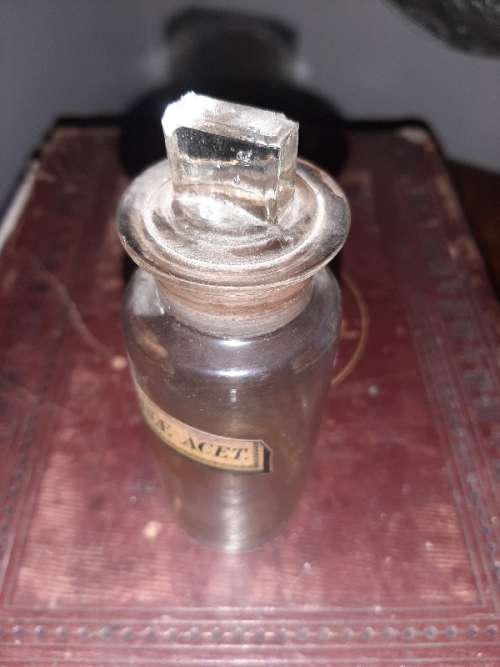Vintage Morphine Acet Glass Bottle with Glass lid