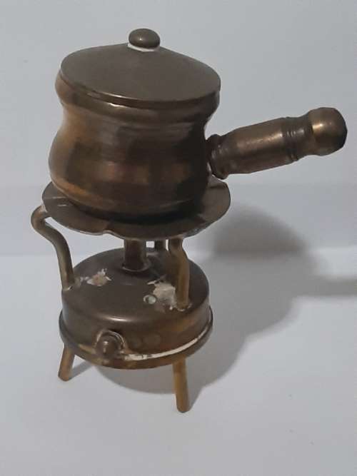 Solid Brass - Miniature Brass Primus with pot and lid