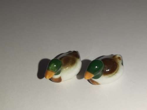 2 x Very Small Miniature Duck Figurines - 1.7cm x 1.2cm