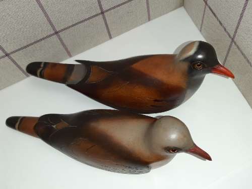 Pair of Namaqua Doves - Feathers of Knysna - Limited Edition - Hand Painted and Carved