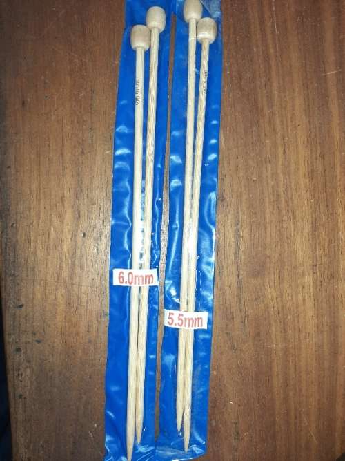2 Pairs of wooden knitting needles - 5.5mm and 6mm