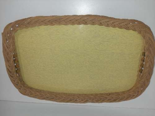 Vintage Wicker Tray - Yellow - Retro