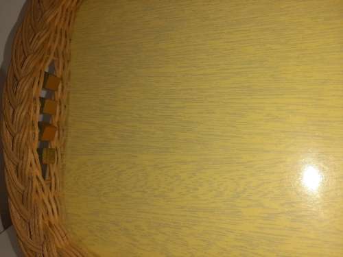 Vintage Wicker Tray - Yellow - Retro