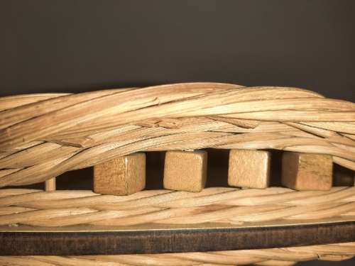 Vintage Wicker Tray - Yellow - Retro