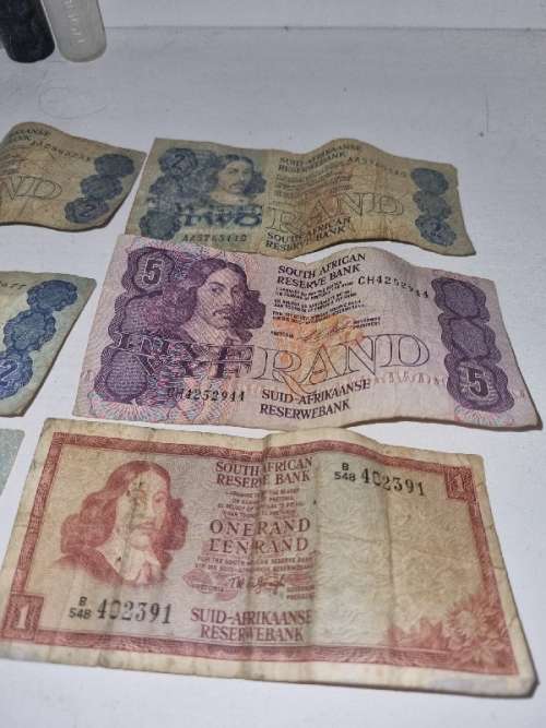 6 x Old SA Bank Notes - R1, R2, R5