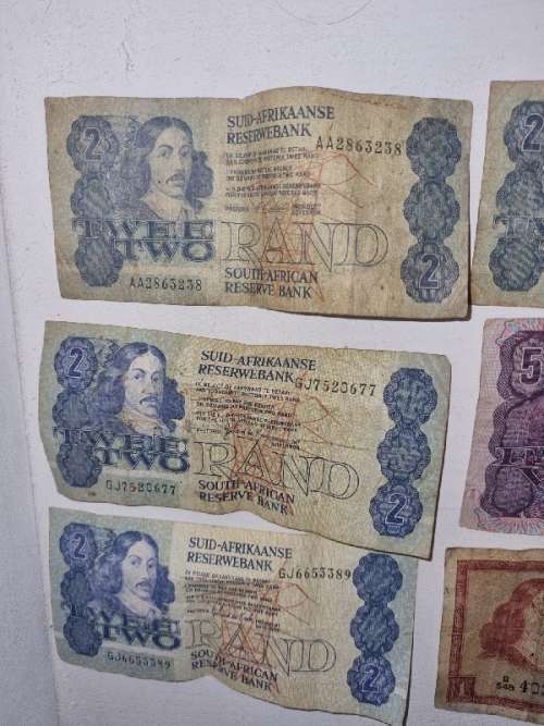 6 x Old SA Bank Notes - R1, R2, R5