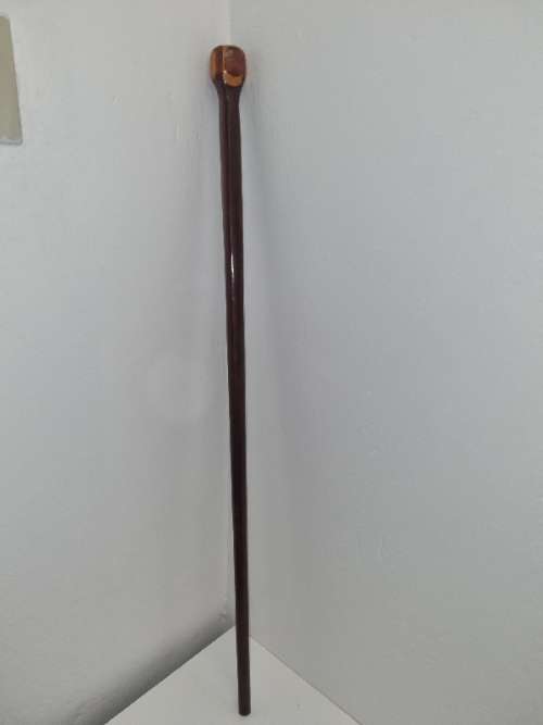 Wooden Walking stick with wood inlays