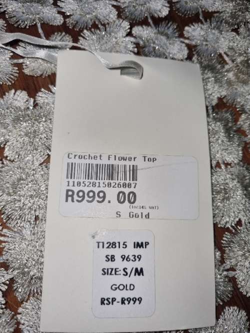 Beautiful Sissy Boy Crochet Flower Top - Gold - Size S/M - New