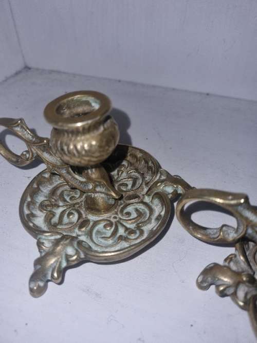 2 x Beautiful Small Brass Candle Holders