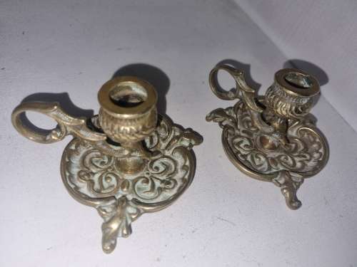 2 x Beautiful Small Brass Candle Holders