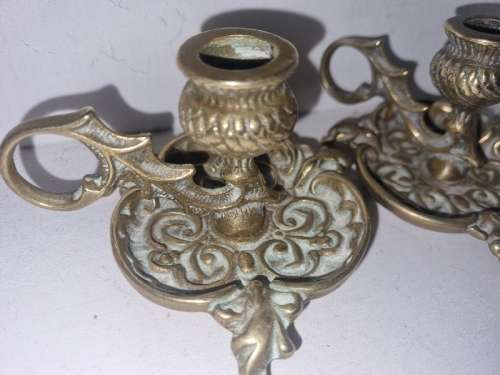 2 x Beautiful Small Brass Candle Holders