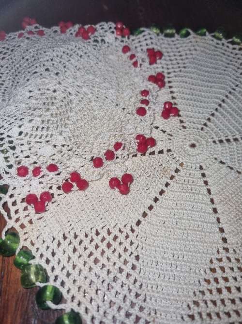 2 x Vintage Beaded Doilies