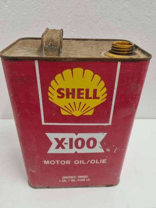 Vintage Shell X-100 Motor Oil / Olie Tin - 1 Gal.
