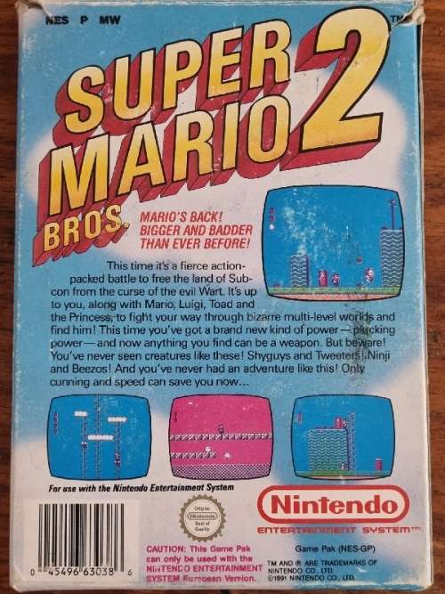 Vintage Nintendo Super Mario Bros 2 Game with Instruction Booklet