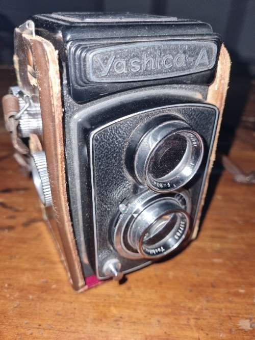 Vintage Yashica-A Camera in Leather Pouch