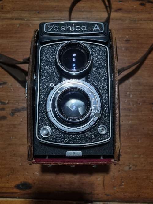 Vintage Yashica-A Camera in Leather Pouch