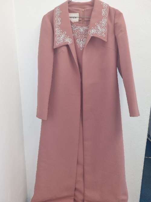 Beautiful Long Vintage Dress and Coat set with embroidered detail - Size 10