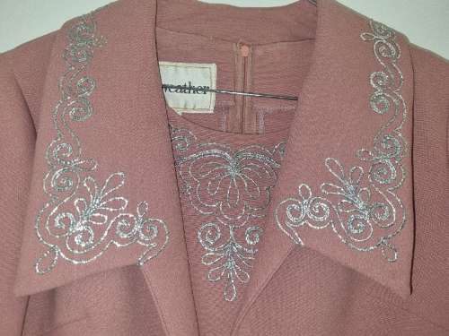Beautiful Long Vintage Dress and Coat set with embroidered detail - Size 10
