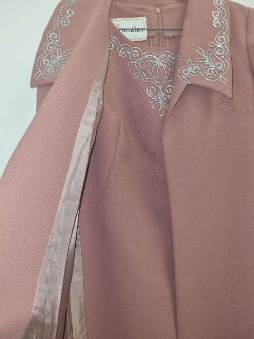 Beautiful Long Vintage Dress and Coat set with embroidered detail - Size 10