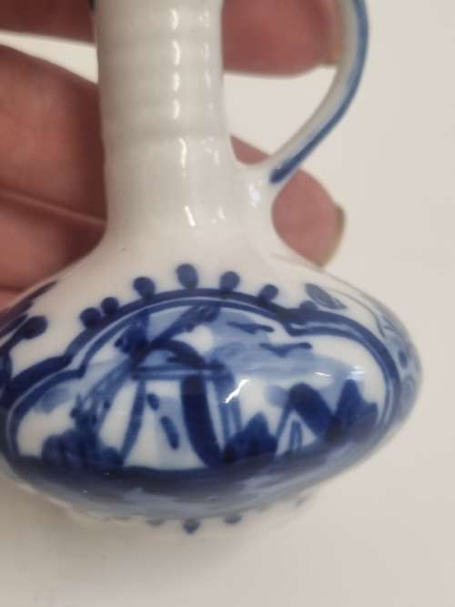 Small Hand Painted Delft Blue Vase - Height - 8cm
