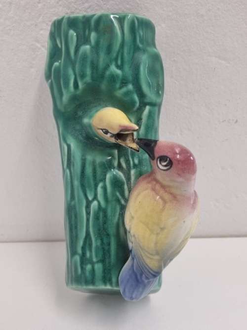Vintage Lucia Ware Wall Vase - Bird feeding detail - Height - 20cm