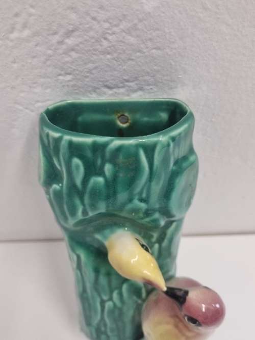 Vintage Lucia Ware Wall Vase - Bird feeding detail - Height - 20cm