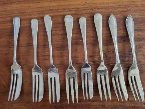 8 x Vintage EPNS Cake Forks - Various
