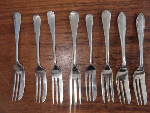 8 x Vintage EPNS Cake Forks - Various