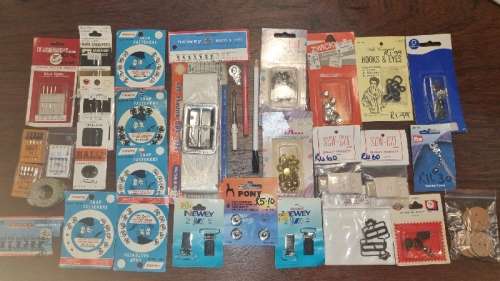 Vintage Haberdashery - Including Needles, Snap Fasteners, Belt & buckle set, Hooks, etc.